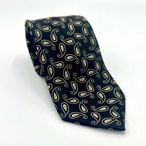Jos. A. Bank Signature Collection 100% Silk Black and Gold Paisley Tie